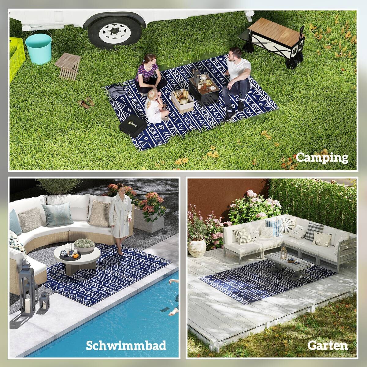 Outsunny Outdoor-Teppich blau B/H/L: ca. 274x1x182 cm