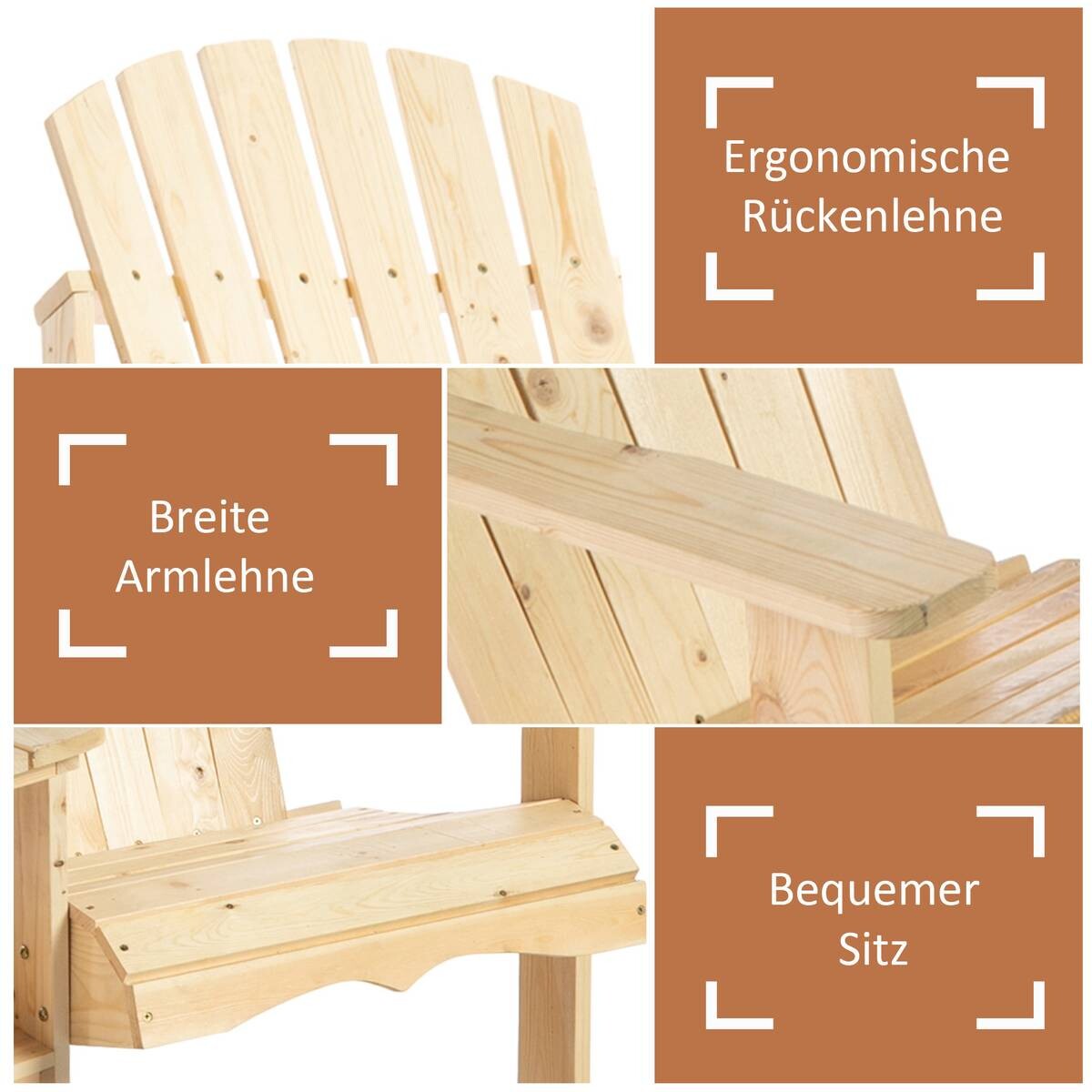 Outsunny Gartenbank natur Holz B/H/L: ca. 87x92x178 cm