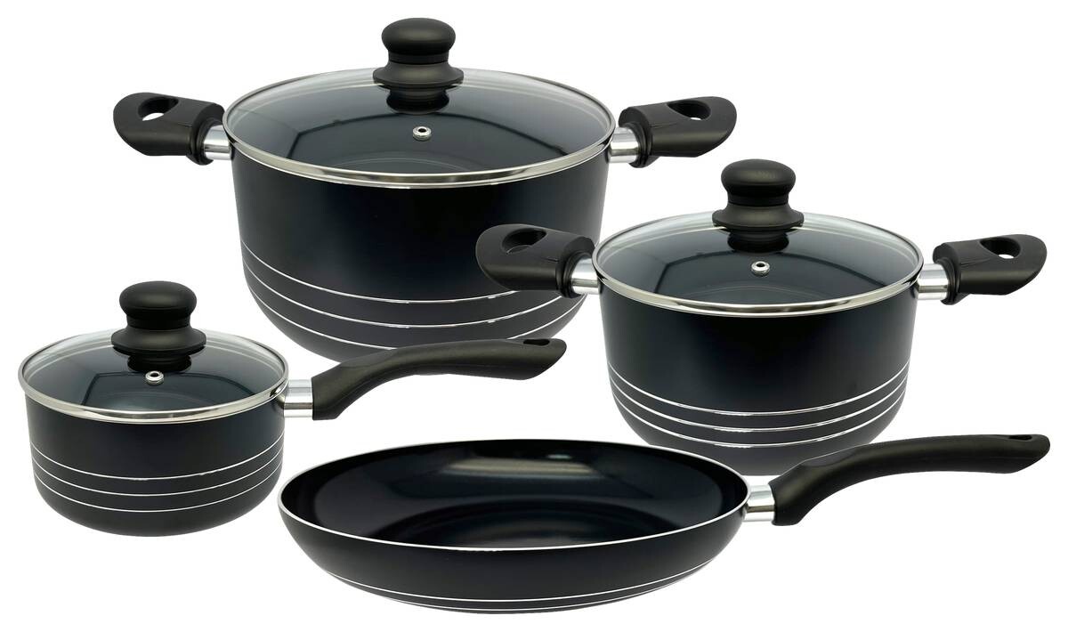 POCOline Topfset schwarz Aluminium 7 tlg