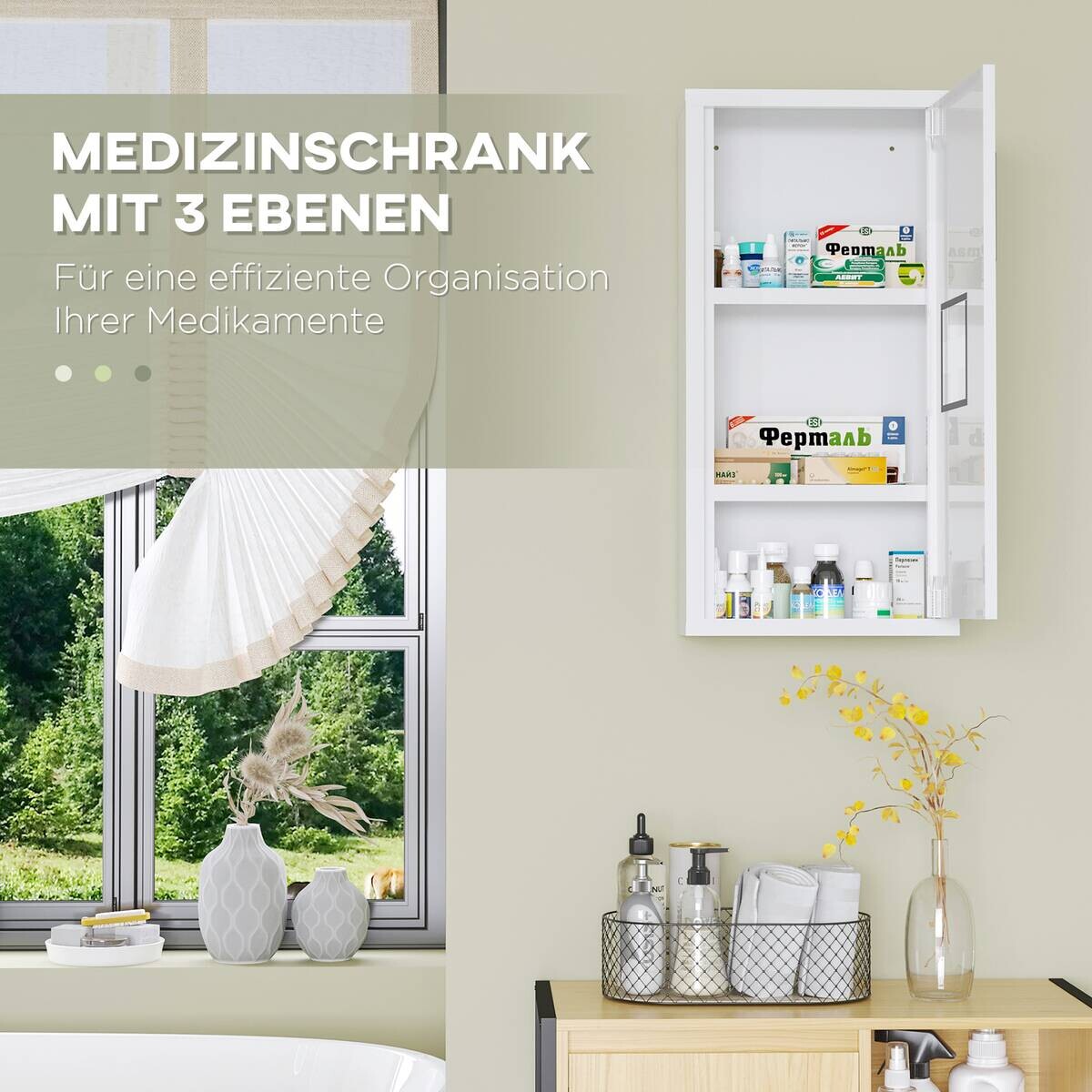 Medizinschrank weiß Edelstahl B/H/L: ca. 12x30x60 cm