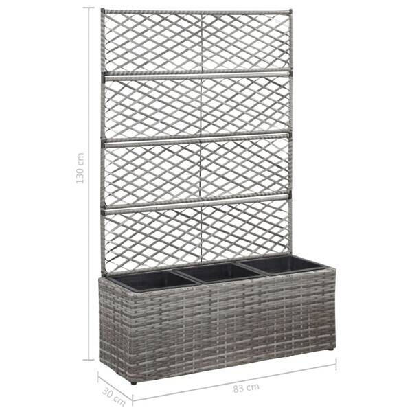 Hochbeet mit Rankgitter grau Polyrattan B/H/L: ca. 30x130x83 cm
