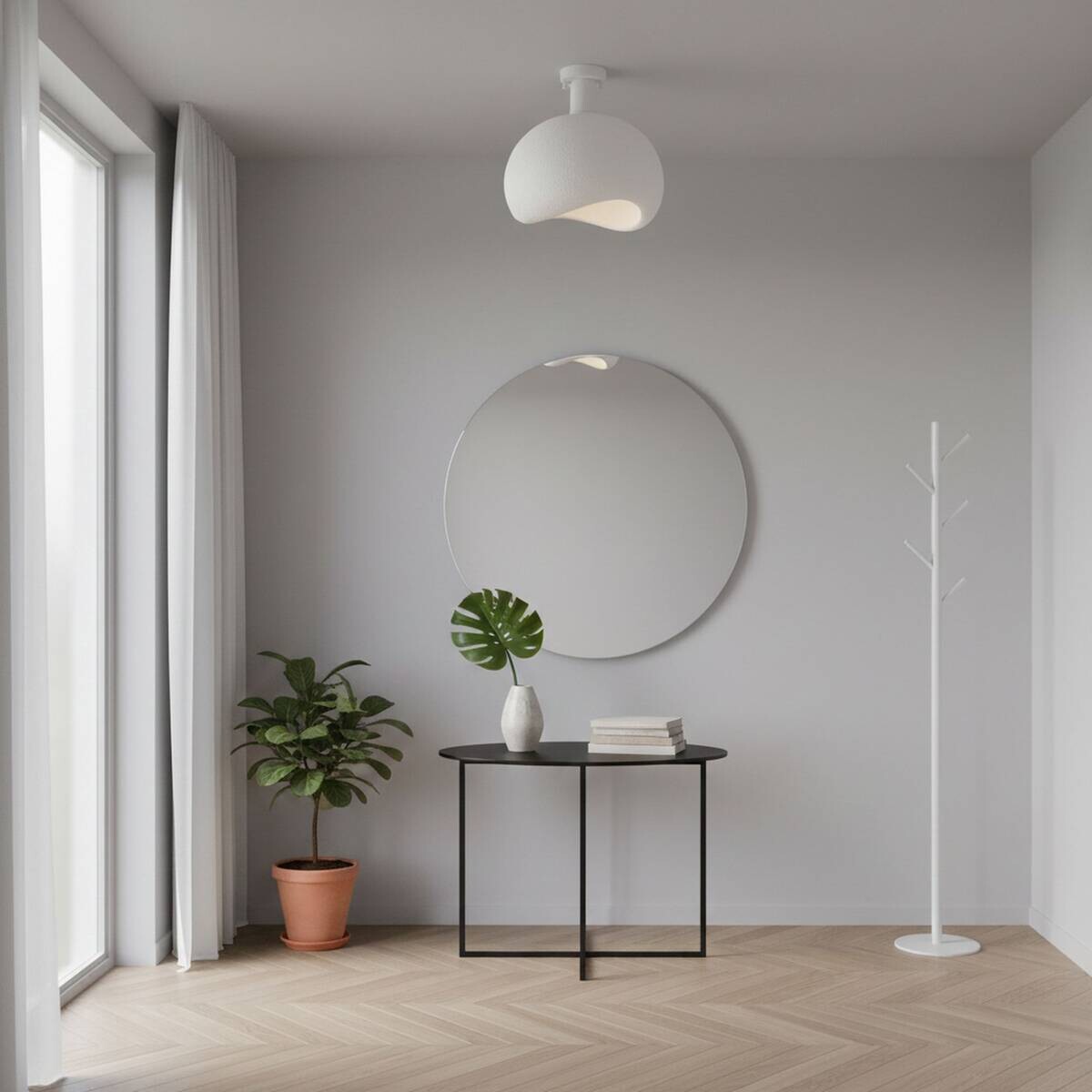 Opviq Deckenleuchte Yontu-15851 weiß Polyester-Mischgewebe Metall B/H/L: ca. 29x33x34 cm E27 1 Brennstellen