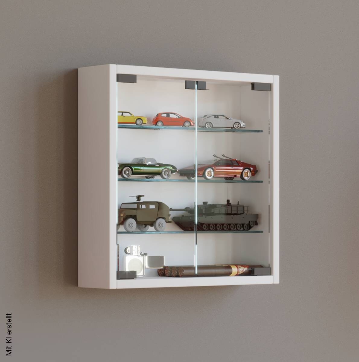 Vitrine Mandosa S weiß Holzwerkstoff Glas B/H/T: ca. 40x40x10 cm