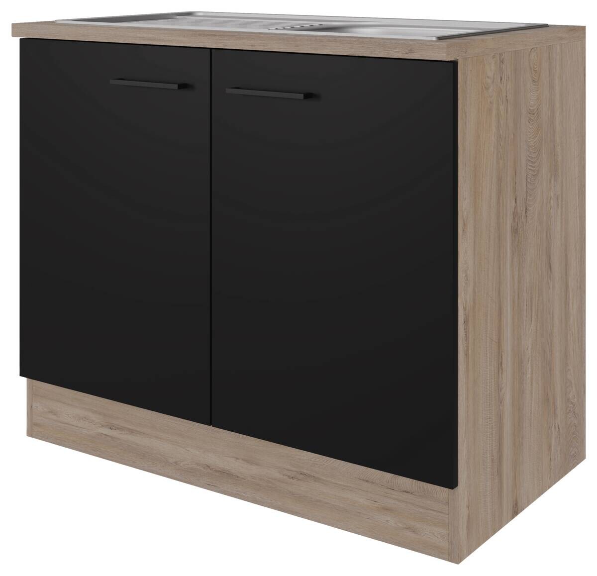 Spülenschrank Capri schwarz matt B/H/T: ca. 100x85x60 cm