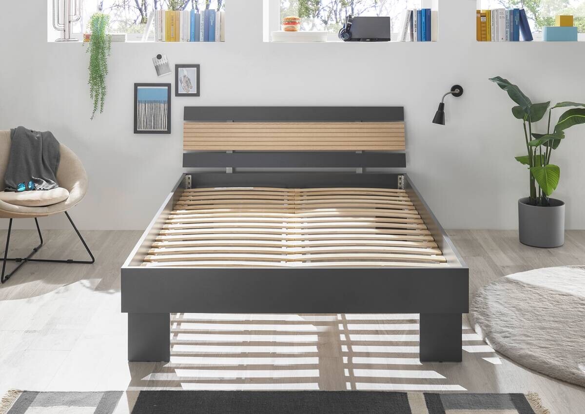 Futonbett Jolka Graphit Eiche Nachbildung Liegefläche B/L: ca. 140x200 cm