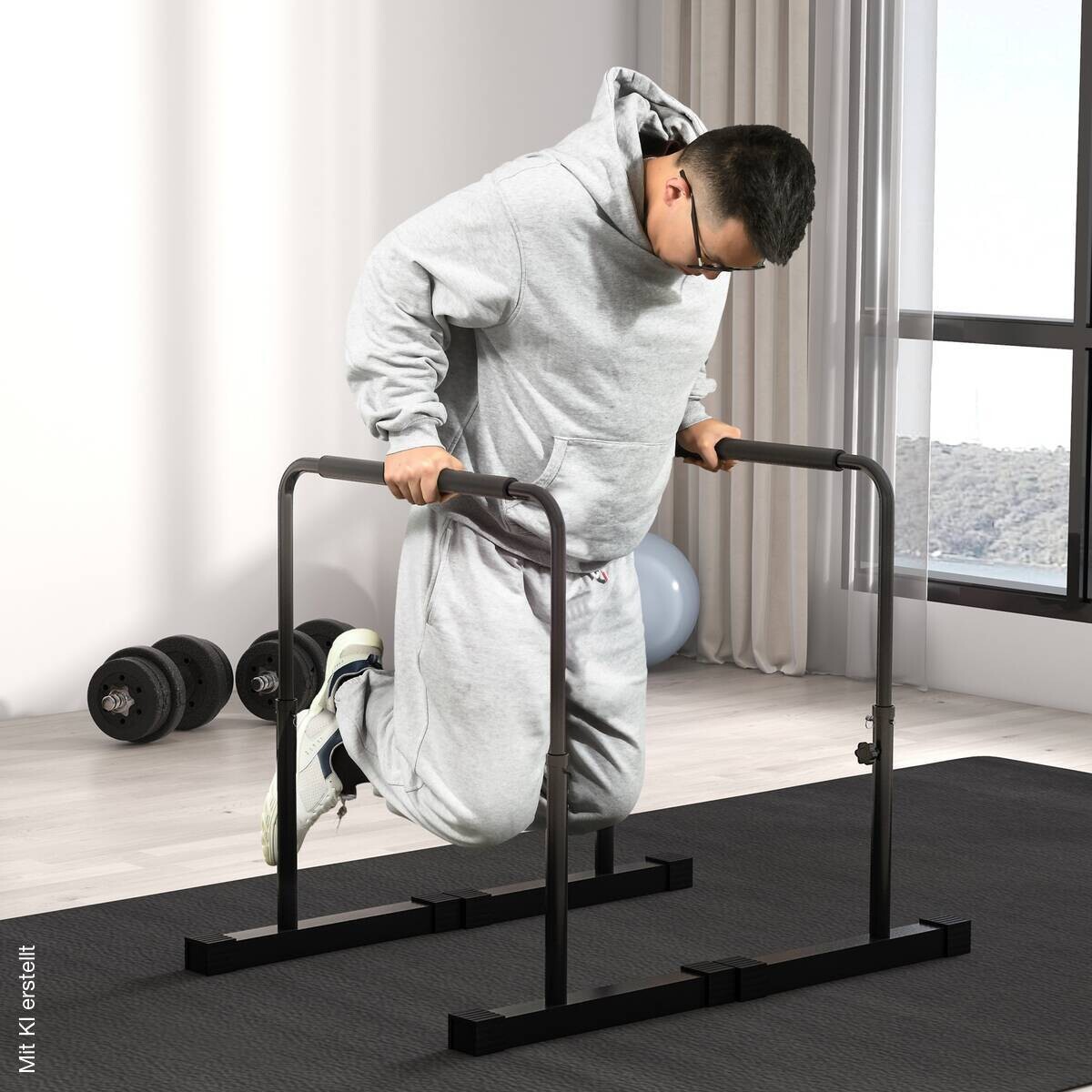 SPORTNOW Dip Station schwarz Stahl B/H/L: ca. 50x100x70 cm