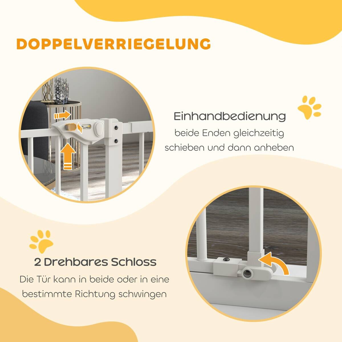PawHut Türschutzgitter weiß B/H/L: ca. 2x77x94 cm