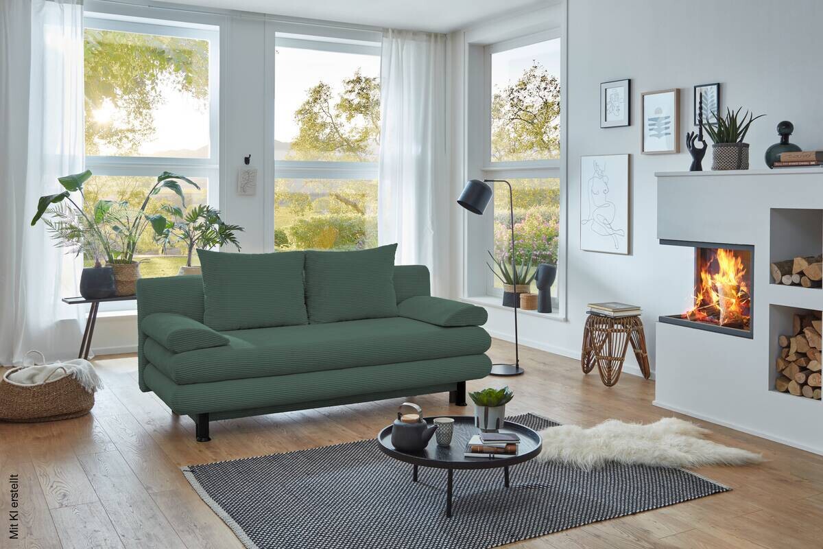 Schlafsofa Bern grün Microfaser B/H/T: ca. 190x93x92 cm