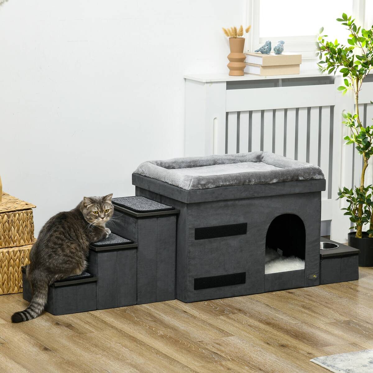 PawHut Katzen-Zubehör grau Edelstahl B/H/L: ca. 50x70x51,5 cm