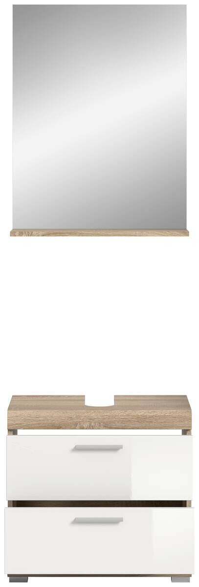Badezimmer-Set Lambada Eiche Sonoma Nachbildung weiß Hochglanz B/H/T: ca. 60x191x37 cm