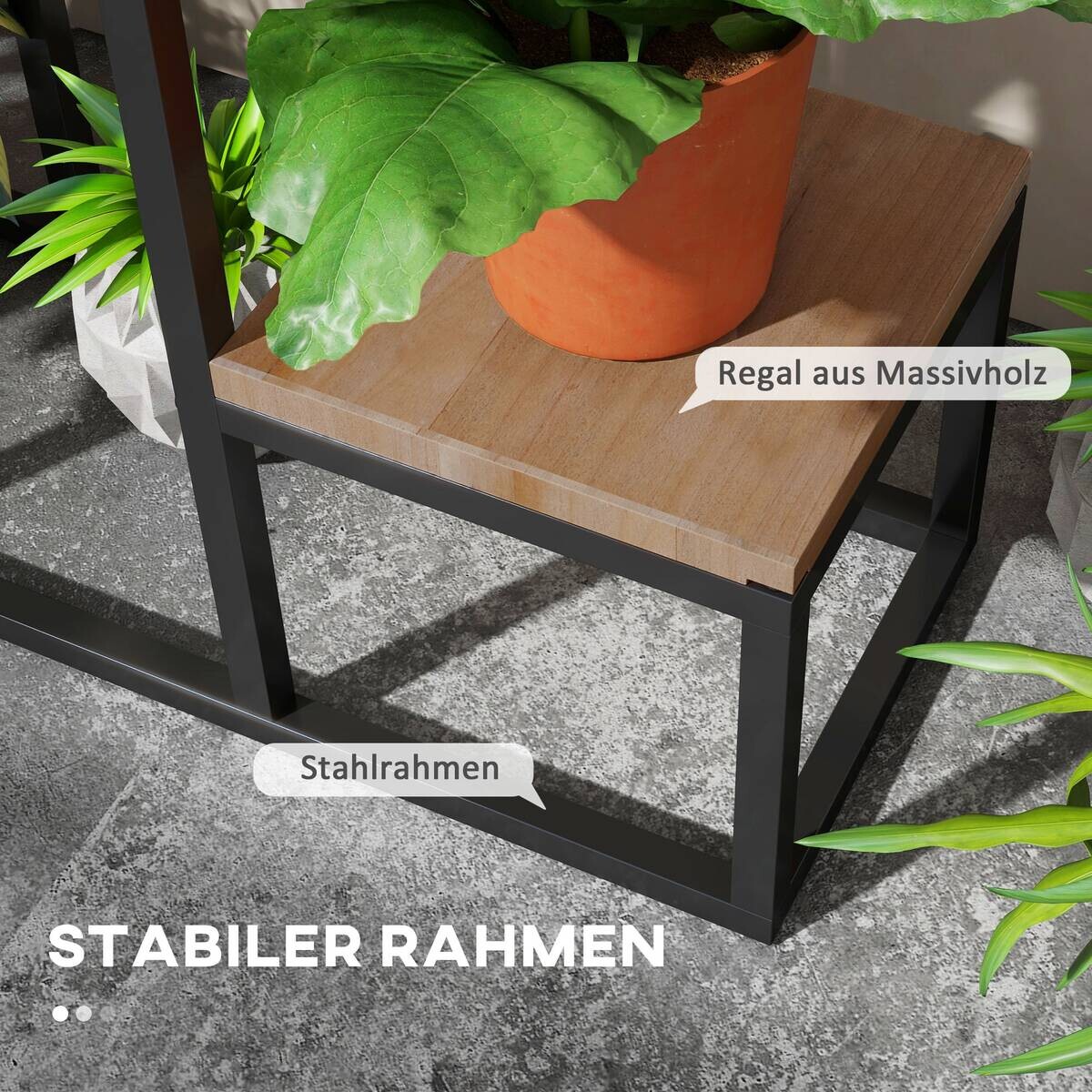 Outsunny Blumenregal hellbraun Holz B/H/L: ca. 20x74x80 cm