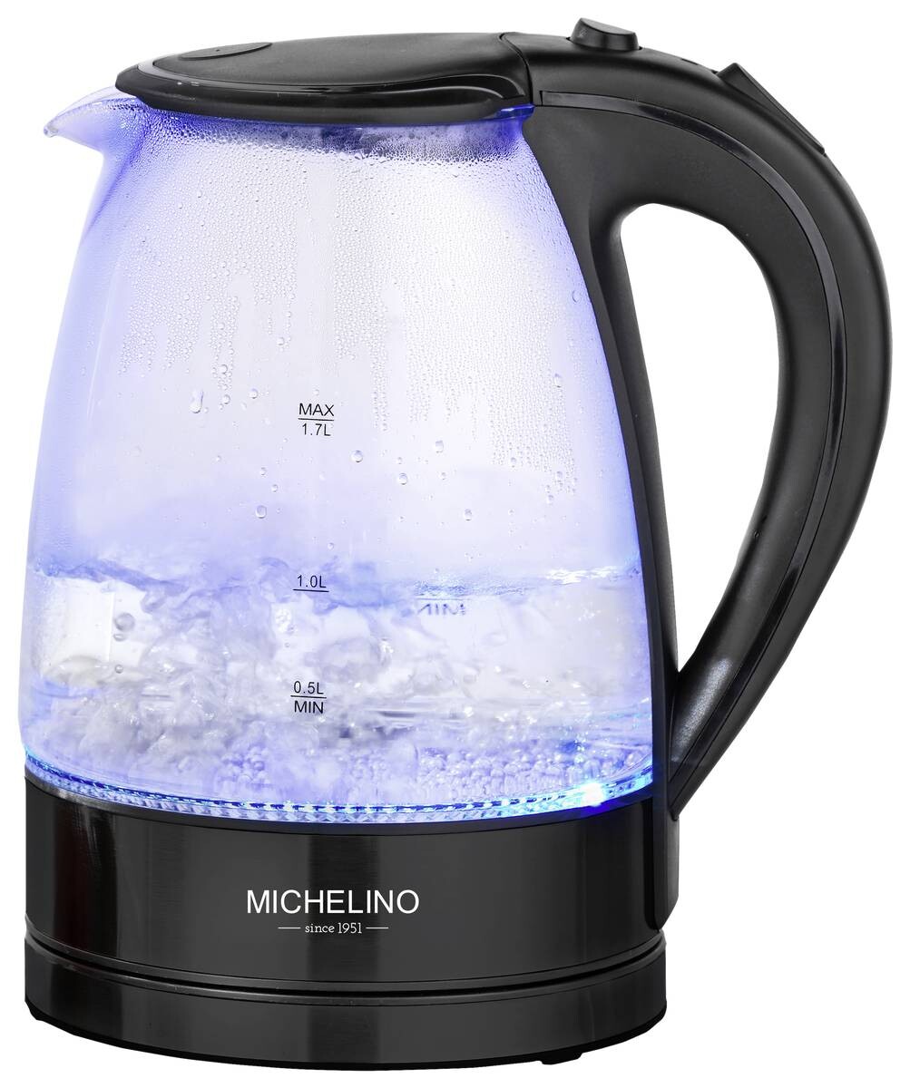 MICHELINO Wasserkocher 74279 schwarz Glas ca. 1,7 l