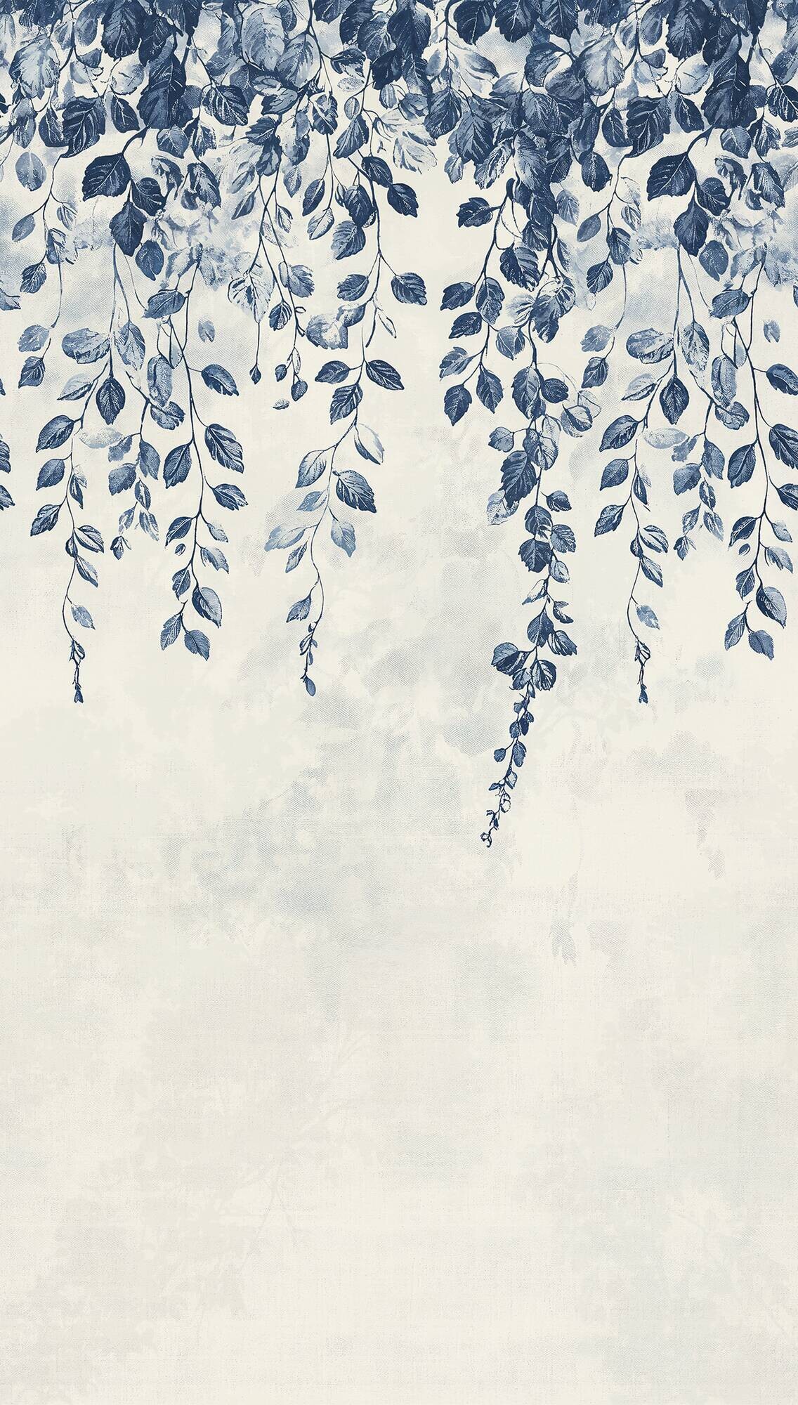 Livingwalls Fototapete Blätter creme weiß blau B/L: ca. 280x159 cm