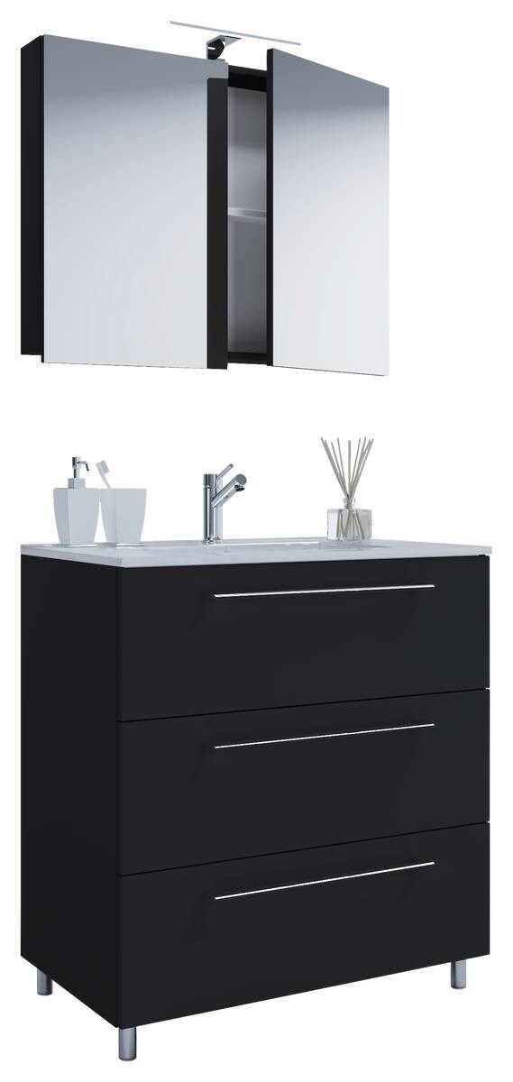 Waschplatz 3tlg-Schubo schwarz B/H/T: ca. 80x86x46 cm