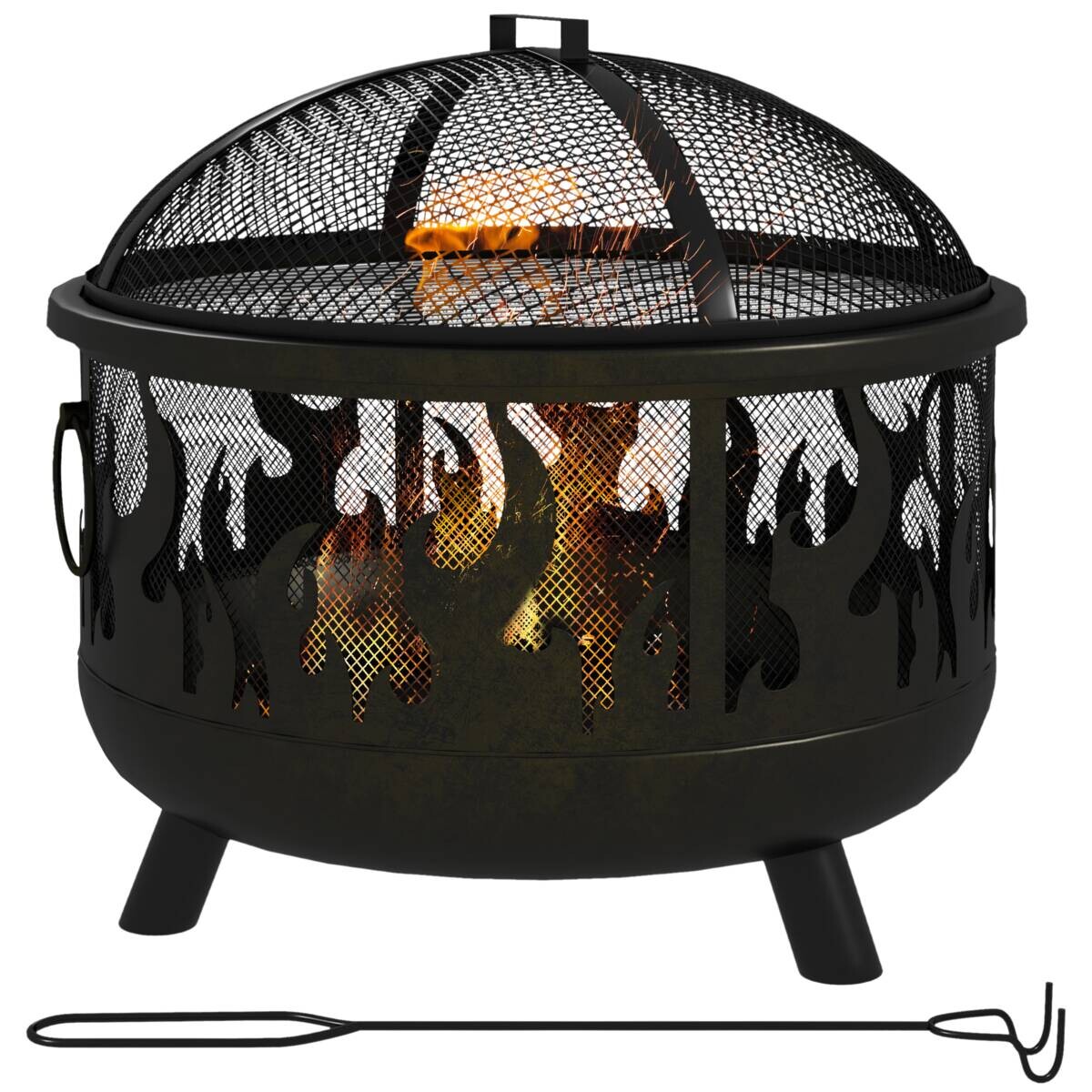 Outsunny Feuerschale schwarz Metall B/H/L: ca. 61x55x61 cm