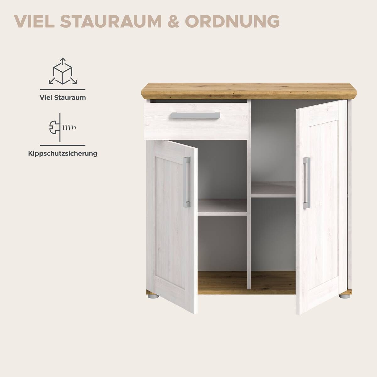 Kommode Verona Sibiu Lärche Nachbildung Eiche Artisan Nachbildung B/H/T: ca. 95x92x39 cm