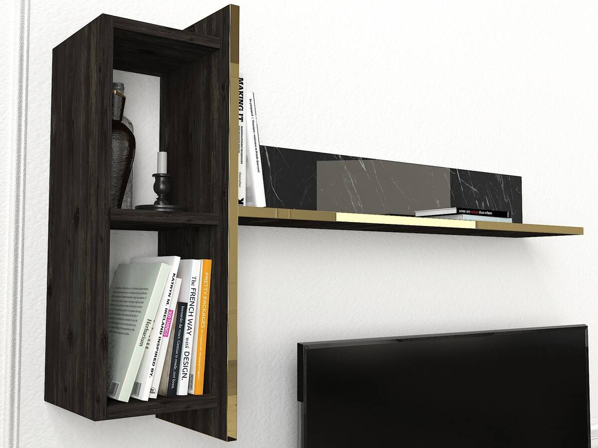 Wohnwand Veyron Rebab dunkel Marmoroptik B/H/T: ca. 180x45x32 cm