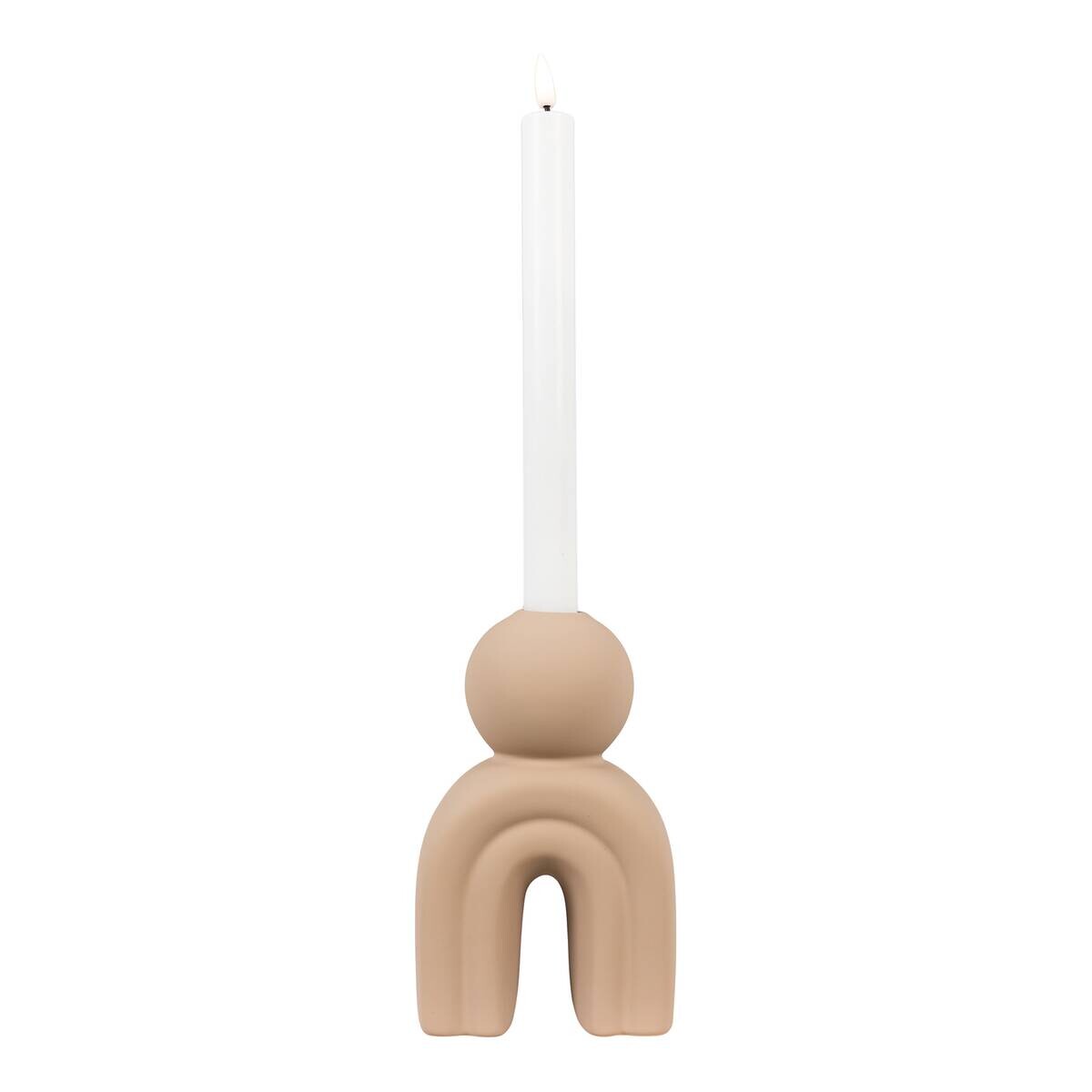 Kerzenhalter Candle braun Steinzeug B/H/L: ca. 6,5x17x10,5 cm