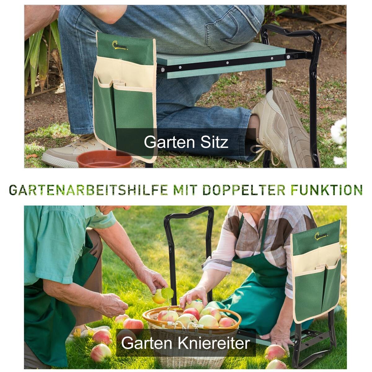 Outsunny Gartenhocker grün B/H/T: ca. 58x49x28 cm ca. 150 kg