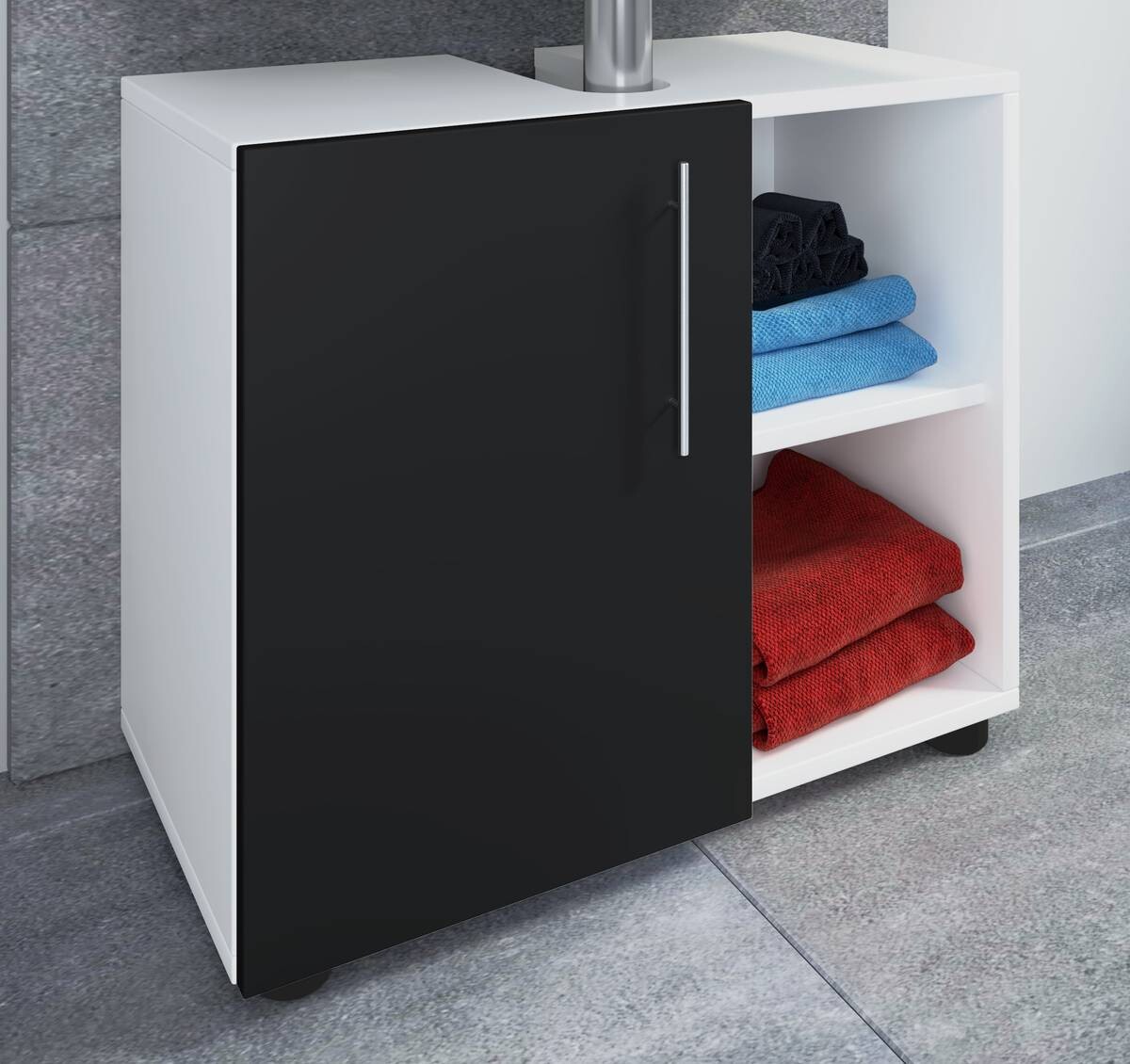 Unterschrank Flandu weiß schwarz