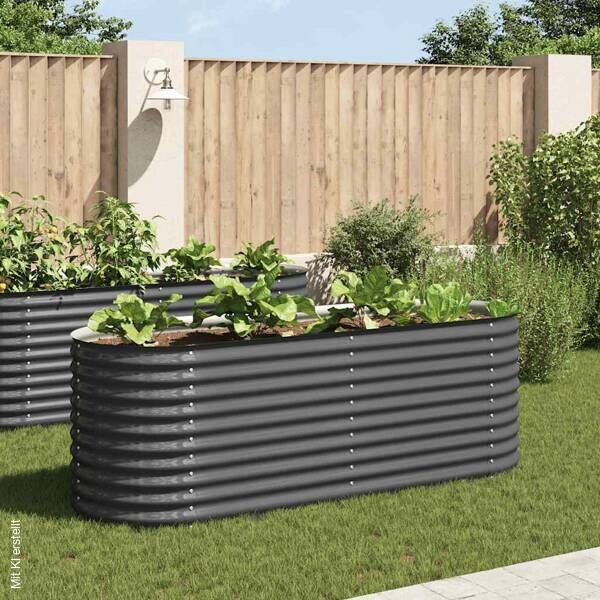 Garten-Hochbeet grau Stahl B/H/L: ca. 80x81x240 cm