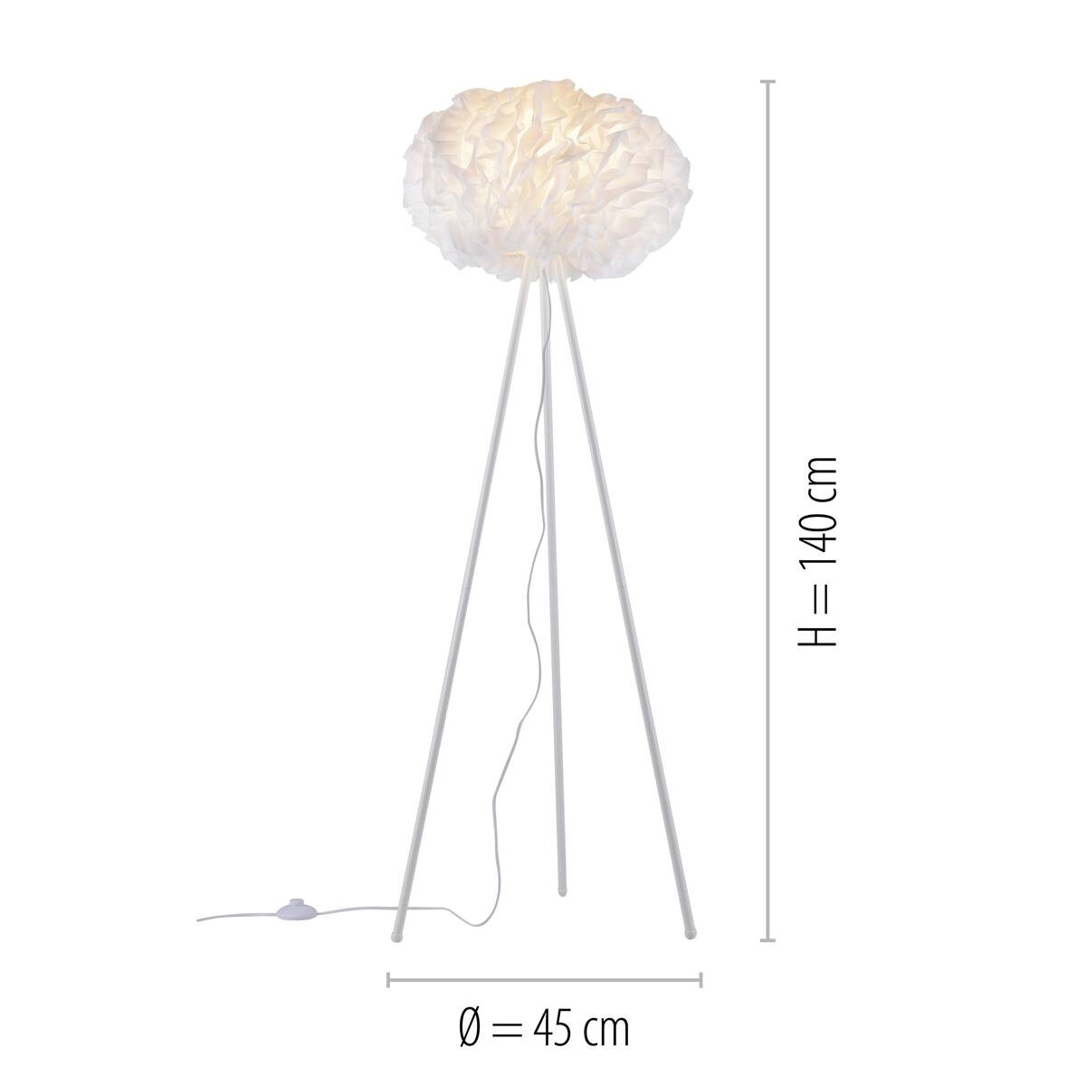 Just Light Stehlampe PN11212-16 Naomi weiß Eisen Kunststoff Stoff H/D: ca. 140x47 cm E27 1 Brennstellen