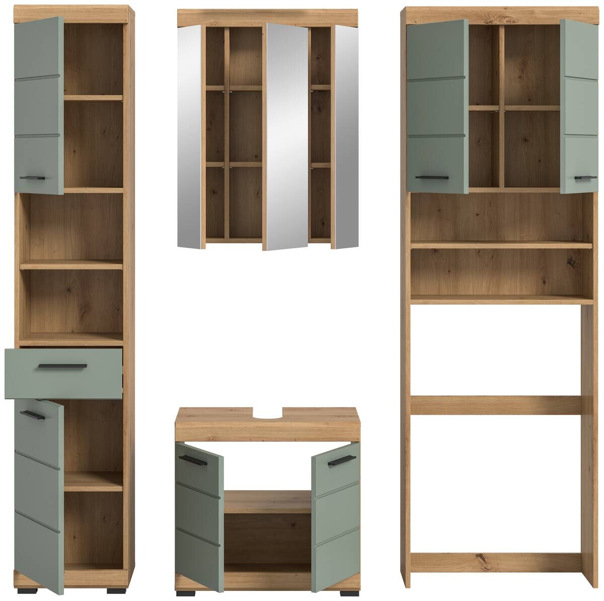 Badezimmer-Set Scout Eiche Artisan Nachbildung salbei Nachbildung B/H/T: ca. 190x191x34 cm