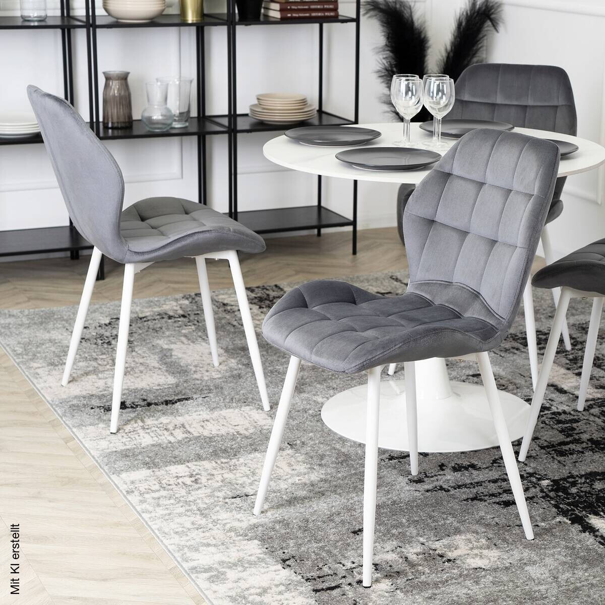 Stuhl LUCKY grau Velourstoff B/H/T: ca. 47x86x58 cm
