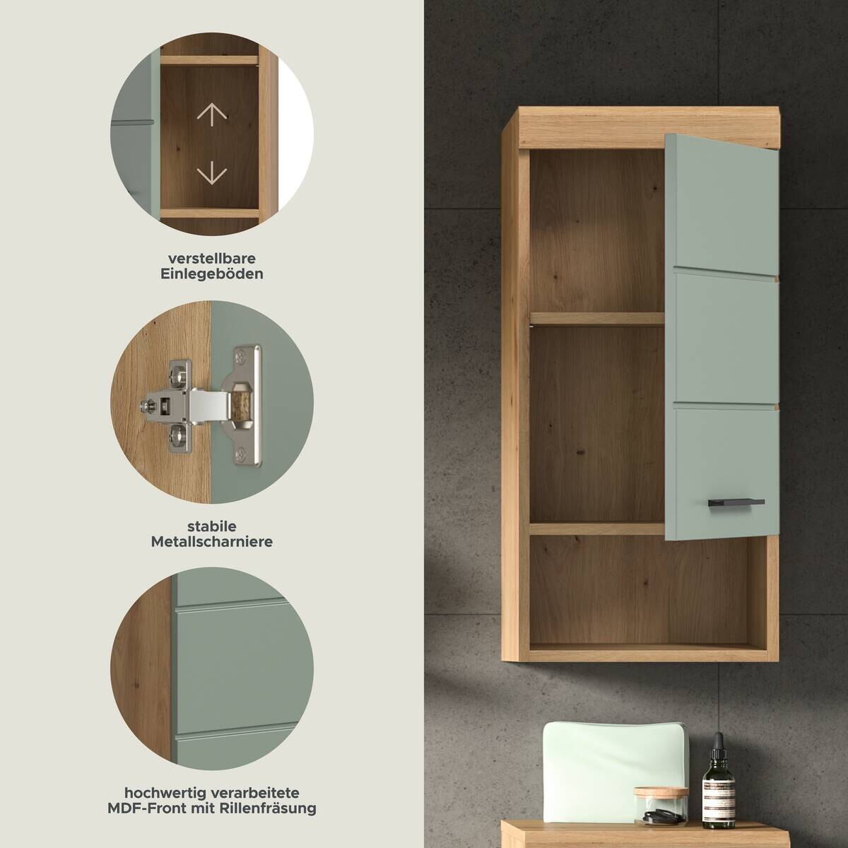 Badhängeschrank Scout Eiche Artisan Nachbildung salbei Nachbildung B/H/T: ca. 37x79x24 cm