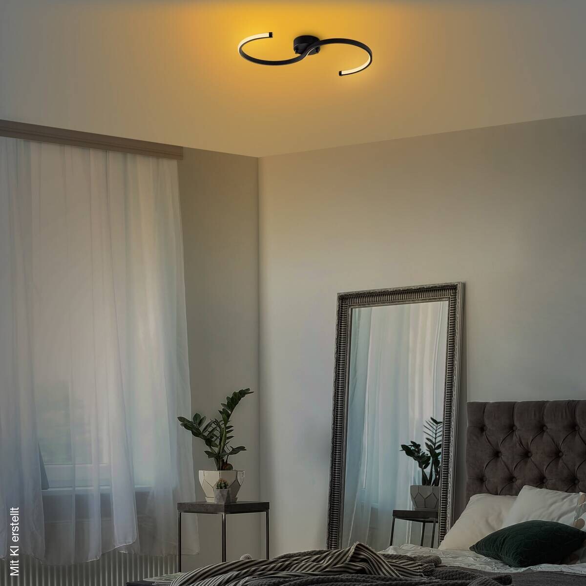 Opviq LED-Deckenleuchte schwarz B/H/T: ca. 25x51x5 cm