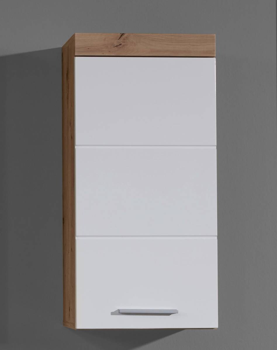 Stauraumelement Amanda weiß Hochglanz Asteiche Nachbildung B/H/T: ca. 37x77x23 cm
