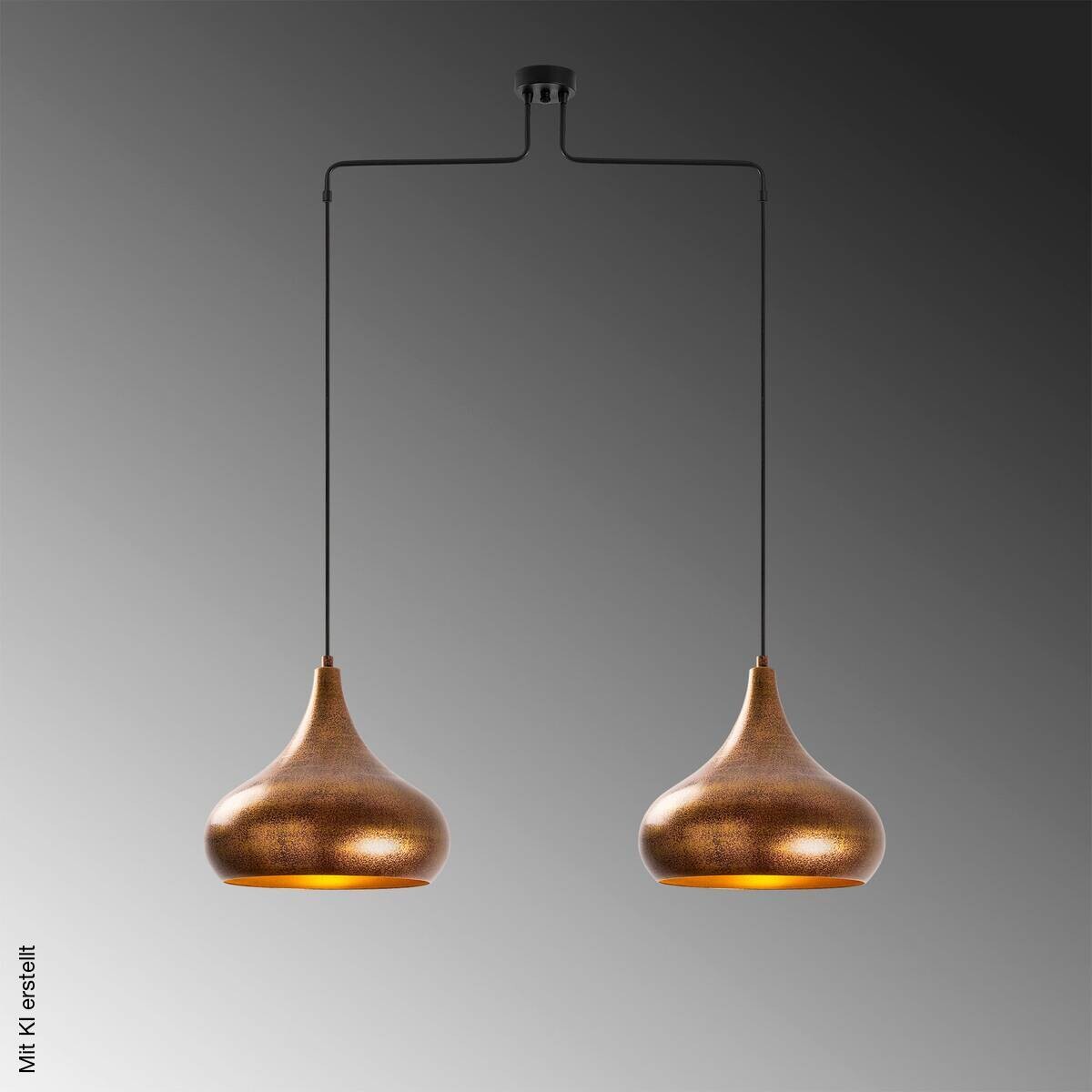 Opviq Pendelleuchte Muba-11551 Metall B/H/T/L: ca. 95x141x26x95 cm E27 2 Brennstellen