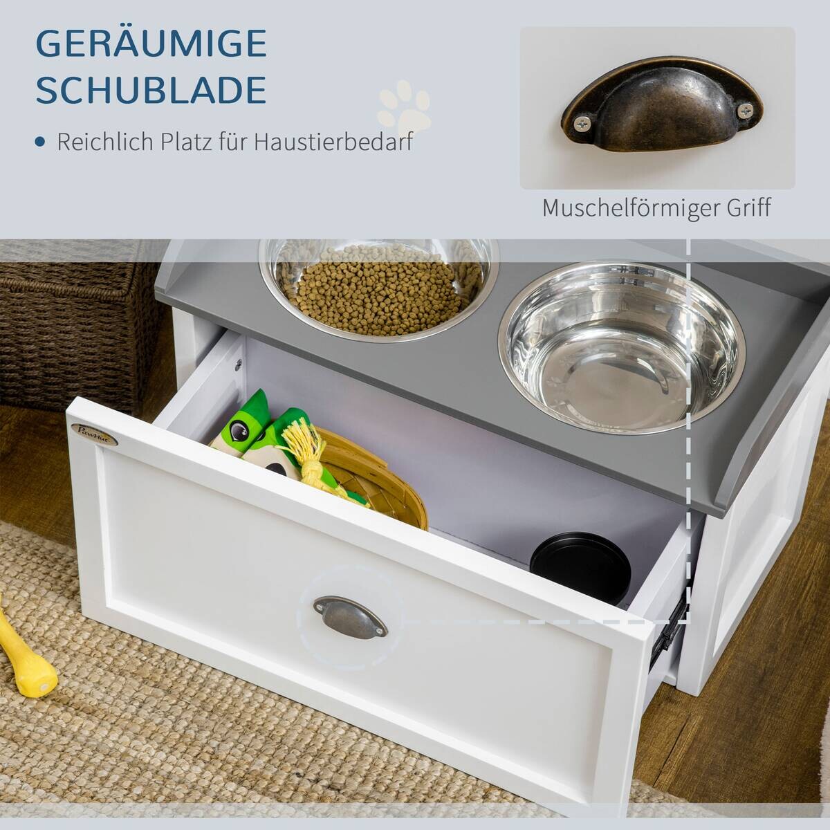 PawHut Hunde-Zubehör weiß Edelstahl B/H/L: ca. 30x60x36 cm