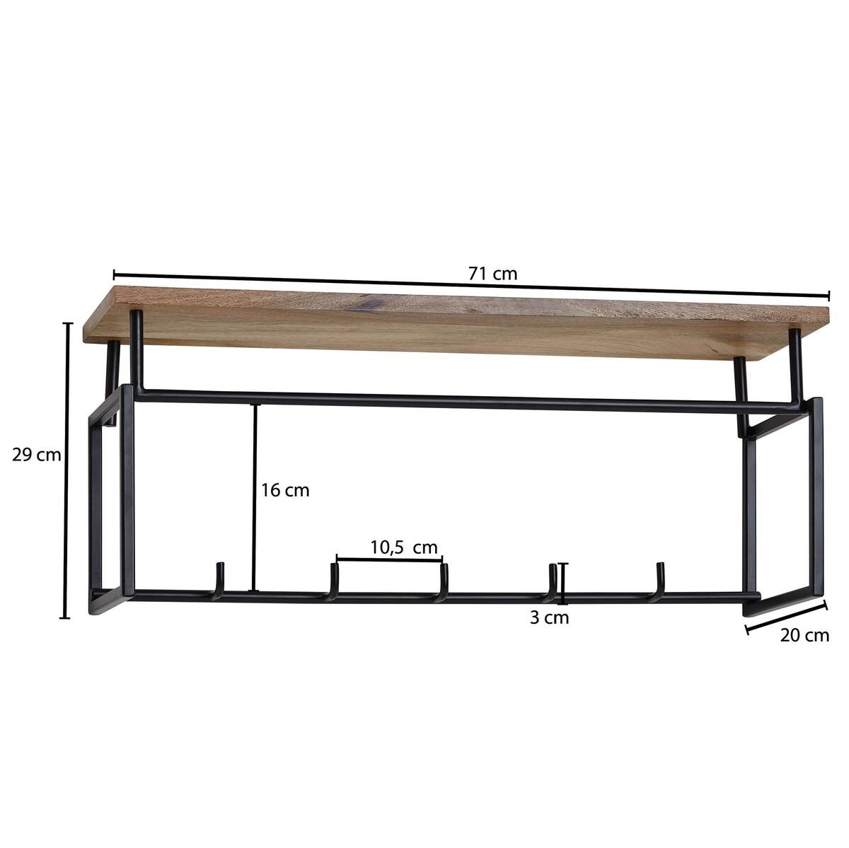 Garderobe natur schwarz pulverbeschichtet B/H/T: ca. 71x29x20 cm