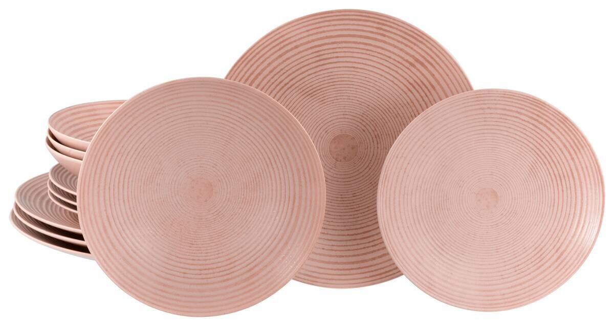 CreaTable Tafelservice Catania Peach rot Steinzeug 12 tlg.