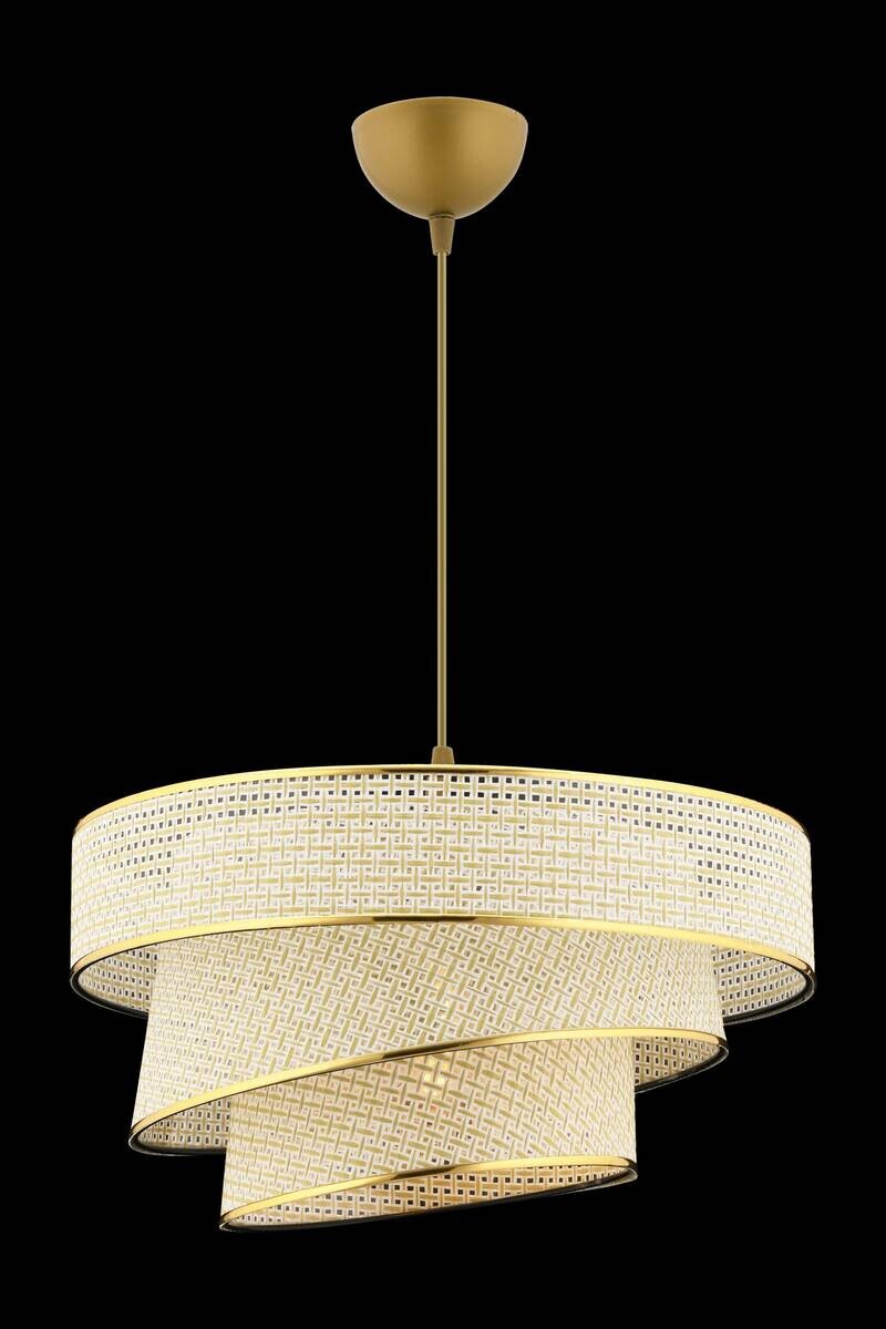 Opviq Pendelleuchte Couper gold creme Metall Baumwolle B/H/L: ca. 40x72x40 cm E27 1 Brennstellen