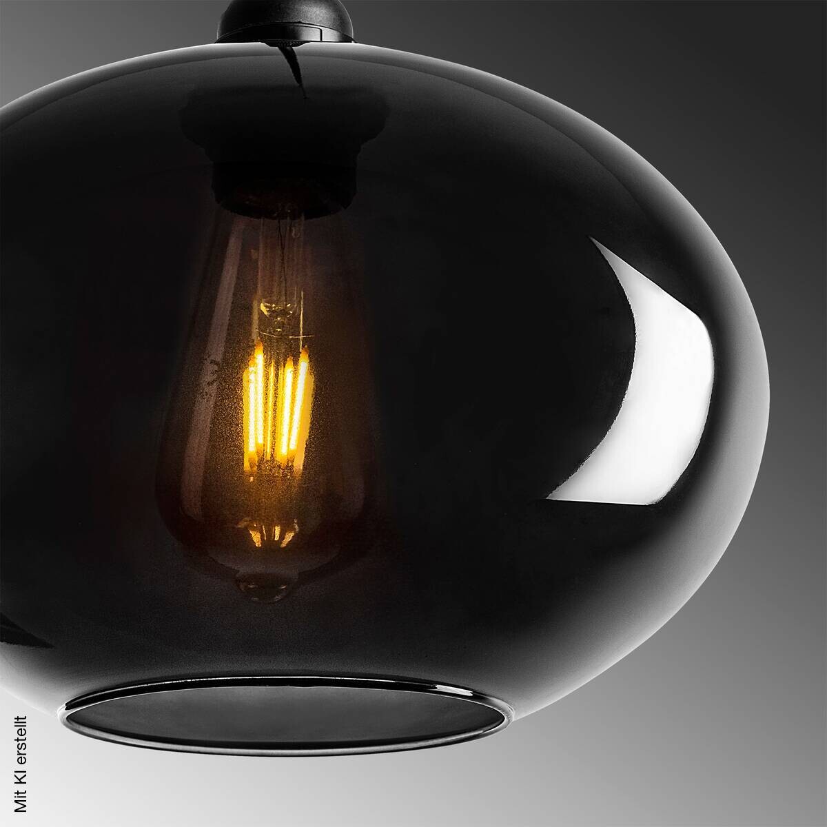 Opviq Pendelleuchte grau Glas Metall B/H/T/L/D: ca. 61x120x61x61x61 cm E27 3 Brennstellen