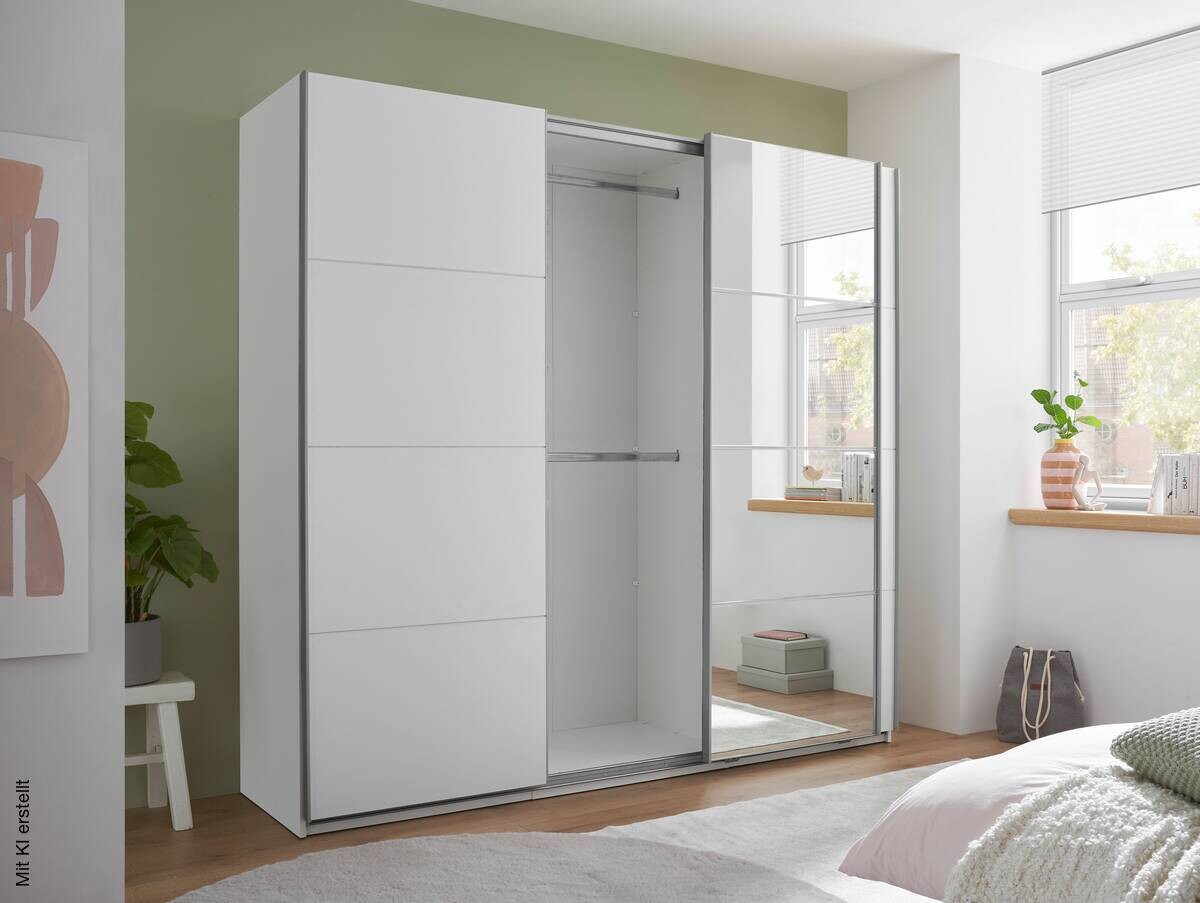 Schwebetürenschrank Carano weiß B/H/T: ca. 215x204x60 cm