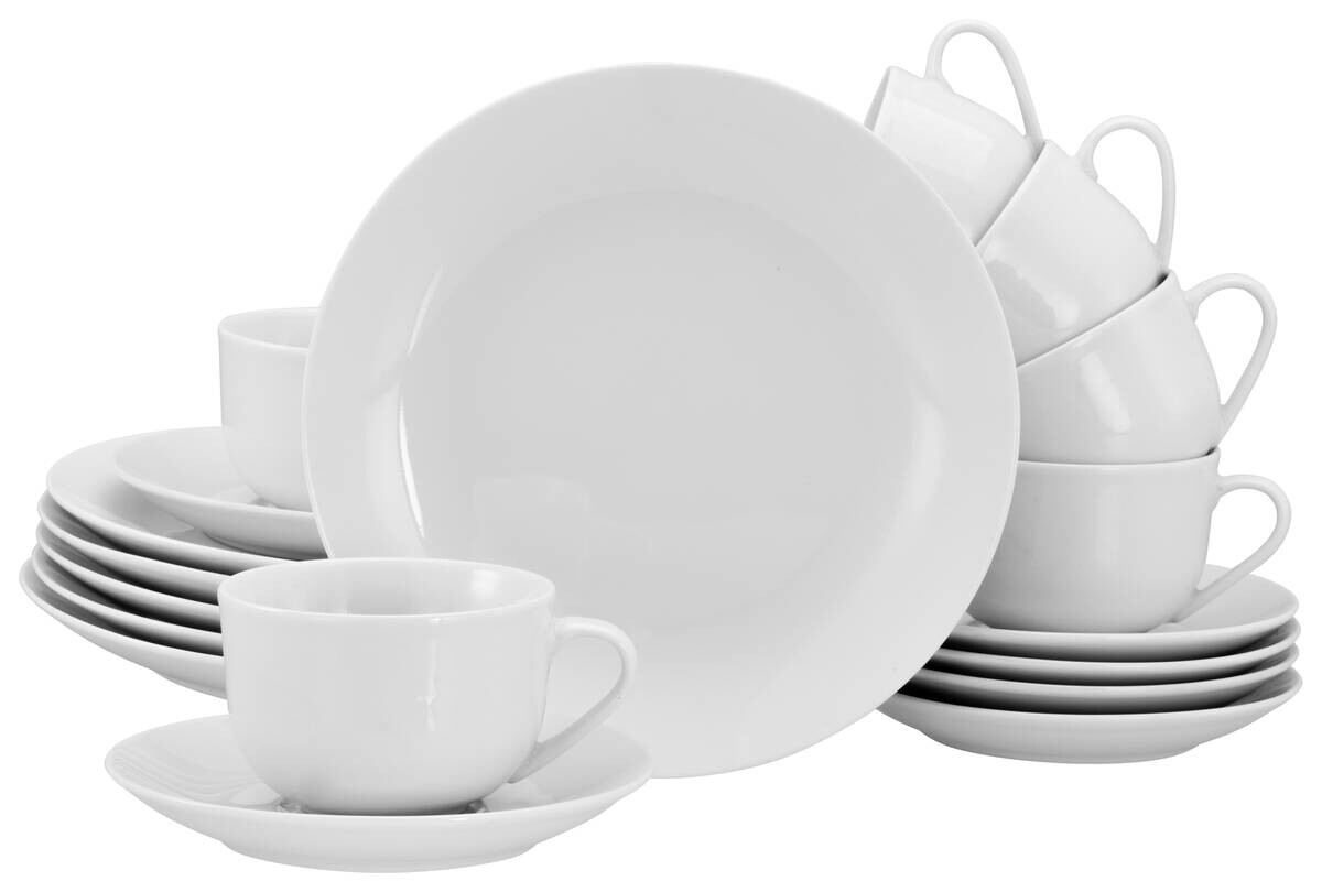 CreaTable Kaffeeservice Luna weiß Porzellan 18 tlg.