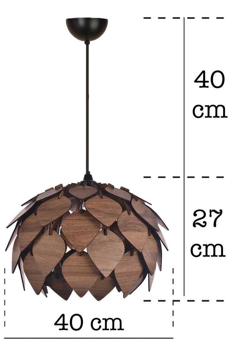 Opviq Pendelleuchte braun MDF B/H/T/L/D: ca. 40x67x40x40x40 cm E27 1 Brennstellen