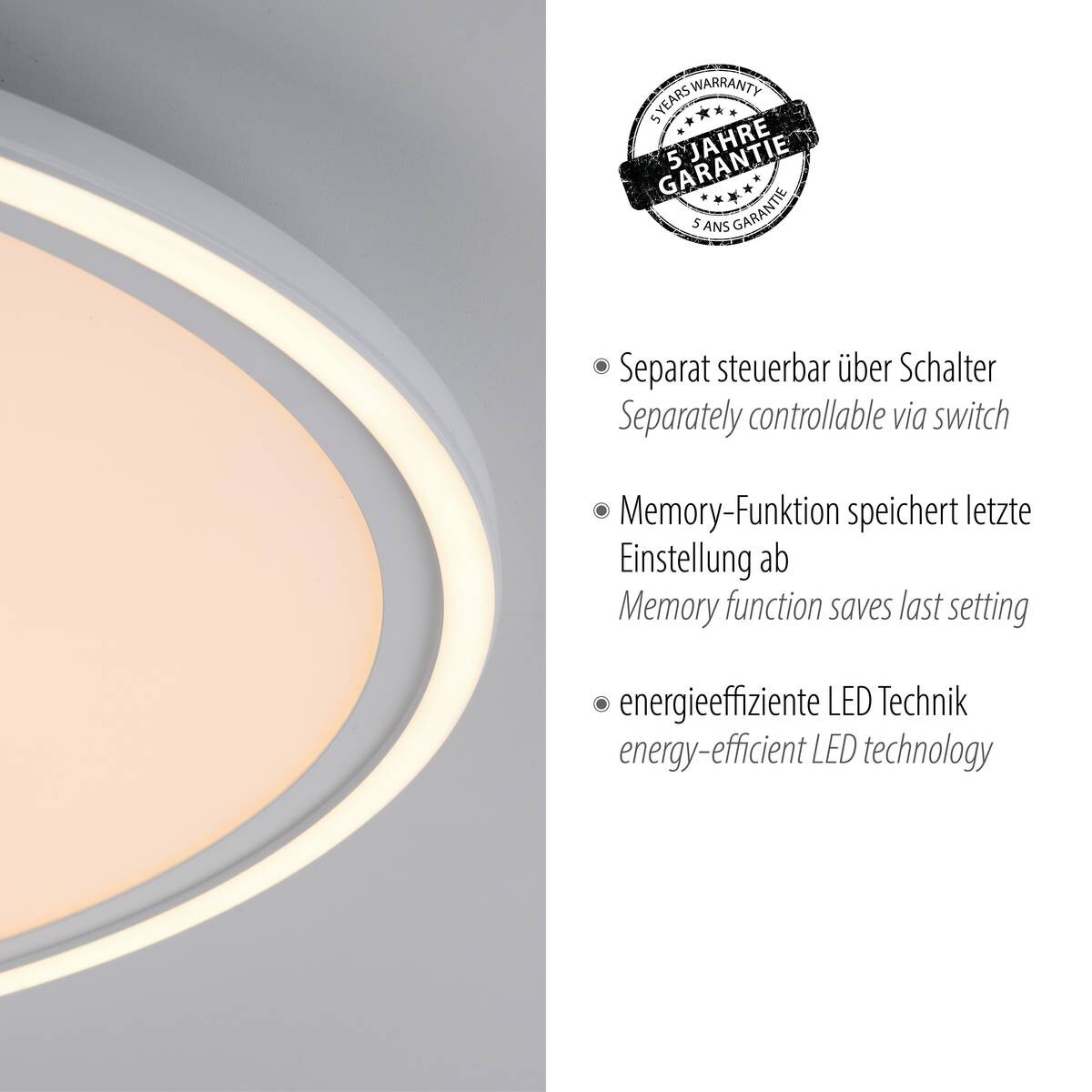 Just Light LED-Deckenleuchte BEDGING 14883-16 weiß Eisen Kunststoff H/D: ca. 6,5x40 cm 2 Brennstellen