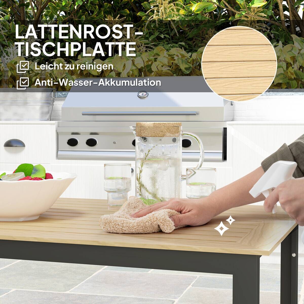 Outsunny Gartentisch taupe Kunststoff B/H/L: ca. 78x75x175 cm