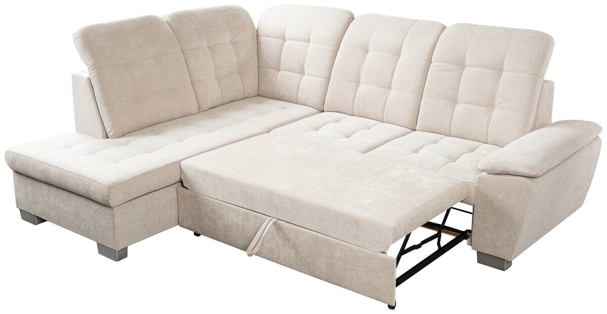 Ecksofa mit Bettfunktion und Bettkasten pearl Microfaser B/H/T: ca. 260x107x214 cm