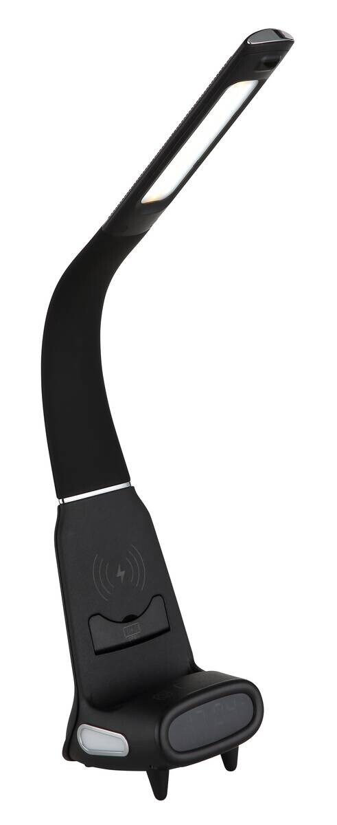 GLOBO Tischleuchte Satiniert schwarz Chrom PVC Kunststoff B/H/L: ca. 10x50x25 cm 1 Brennstellen