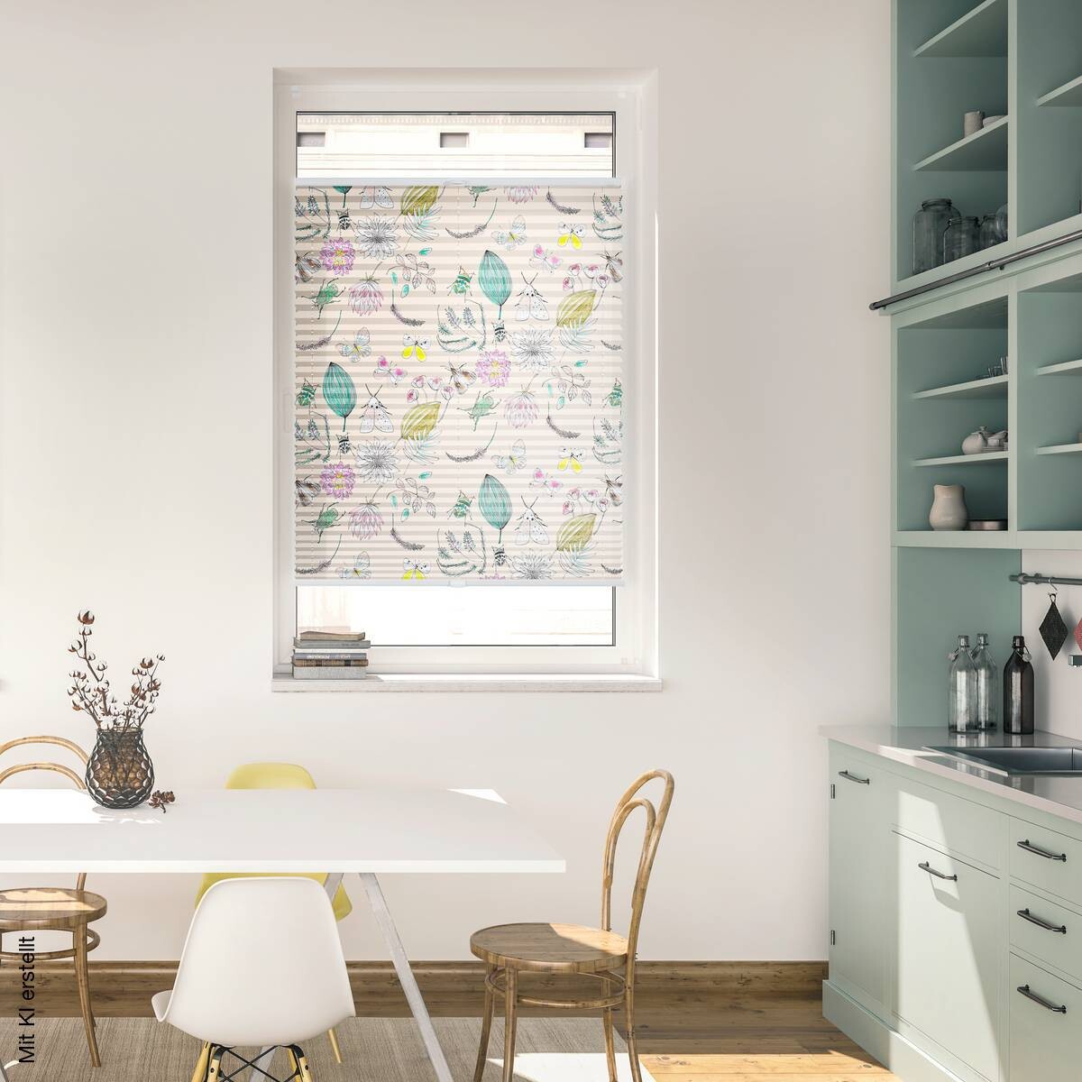 LICHTBLICK Spannplissee Bohemian Garden bunt B/L: ca. 90x130 cm