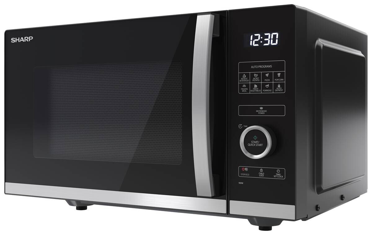 Sharp Mikrowelle YC-QS254AE-B schwarz Stahl B/H/T: ca. 49x28,8x39,5 cm