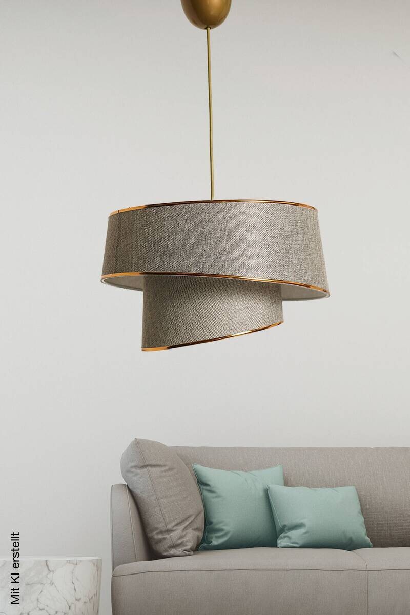 Opviq Pendelleuchte Barette gold beige Stoff Metall B/H/L: ca. 32x70x32 cm E27 1 Brennstellen