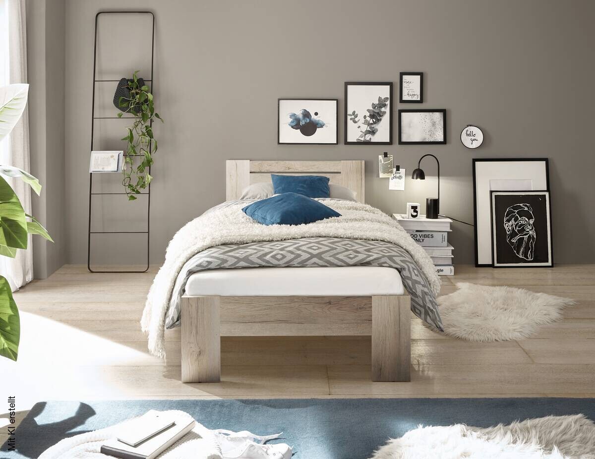 Futonbett Cannes Eiche San-Remo Nachbildung Liegefläche B/L: ca. 90x200 cm