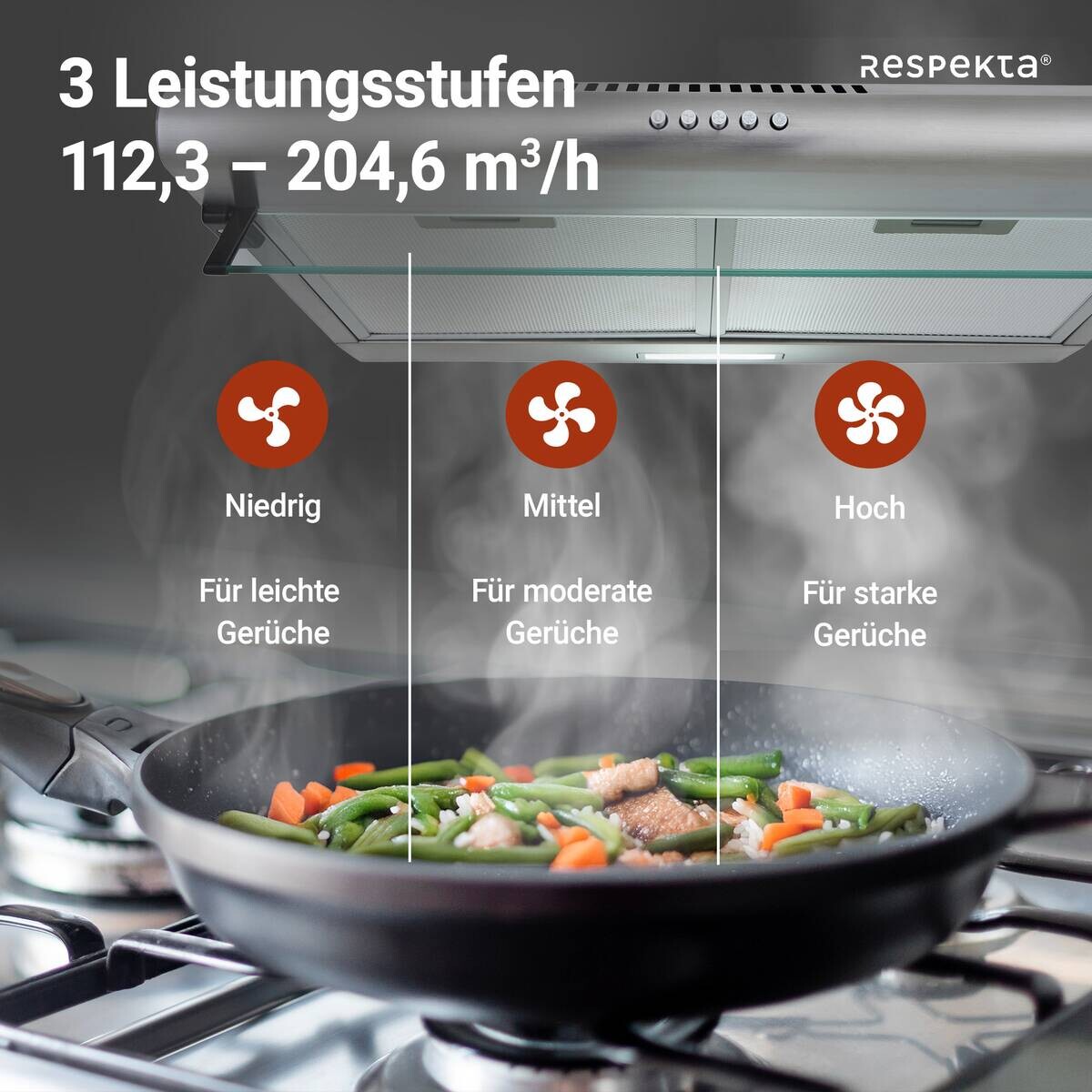 Respekta Dunstabzugshaube CH1259IXCN Edelstahl Edelstahl B/H/T: ca. 59,8x14x50 cm
