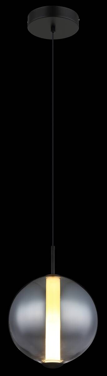 GLOBO Pendelleuchte Rauch mattschwarz Opal Metall Glas H/D: ca. 120x25 cm 1.0 Brennstellen